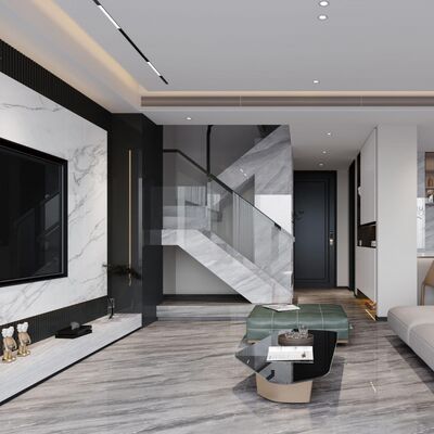 キッチンに適した、長持ちする性能とエレガントな外観を提供する、内装空間向けの研磨された磁器セメント風タイル